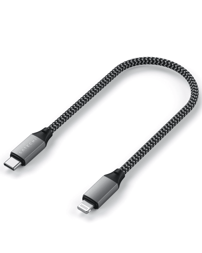 Кабель USB-C to Lightning Satechi Cable Space Gray (25 cm) ST-TCL10M